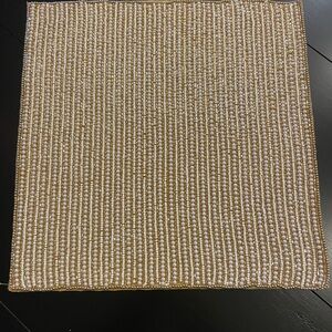 Tahari 14x14” Gold & white beaded charger